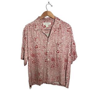 Island Republic Men's Hawaiian Shirt Vintage 100% Silk 1990s Floral Large Pocket